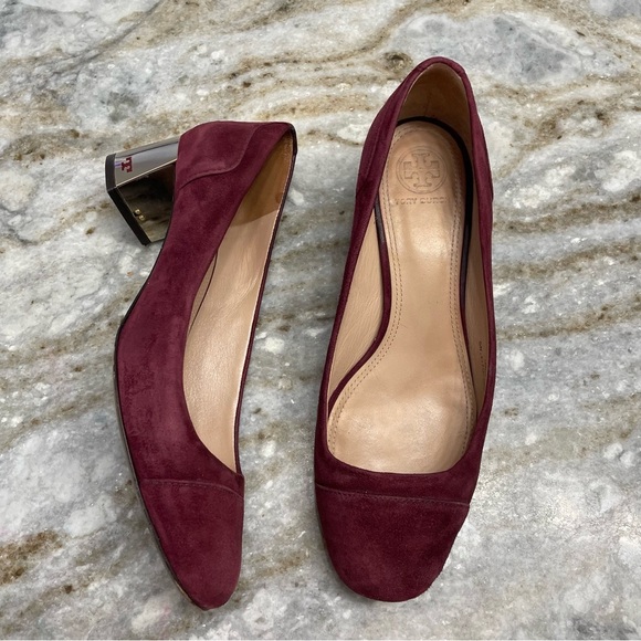 Tory Burch Evelyn 45mm Block Heel Pump Port Suede Leather Women’s 6.5 - Picture 4 of 15